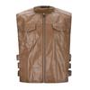 Men Punk Leather Vest Gothic Side Hollow Out Motorcycle Zipper Jacket Performance Costume Sleeveless Loose Waistcoat Winter Coat
