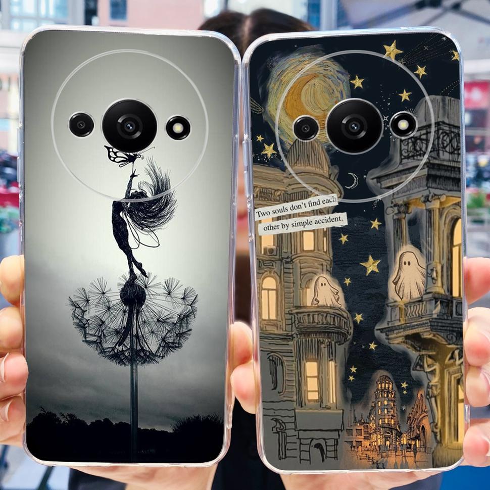 Чехол для Xiaomi Redmi A3 RedmiA3 Цветочный Мультяшный Fundas Мягкий Силиконовый Корпус Для Xiaomi Poco C61 PocoC61 Coque Ультратонкая Крышка