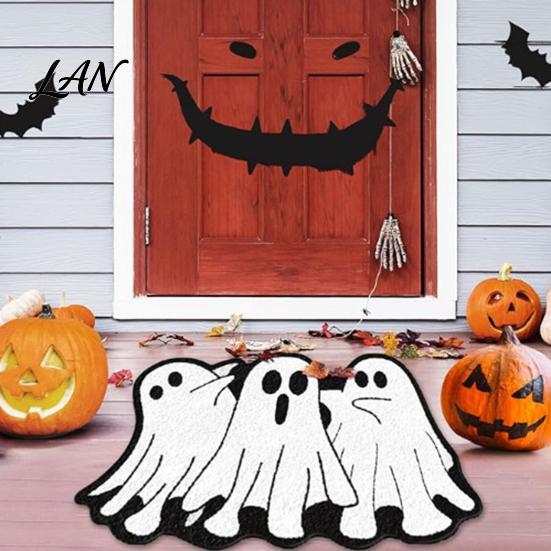 Thickened Cashmere-like Rug Halloween Bath Mat, Non-Slip Fluffy Ghost Rug, Gothic Pumpkin Absorbent Washable Dirt-resistant Floor Mat Bathroom