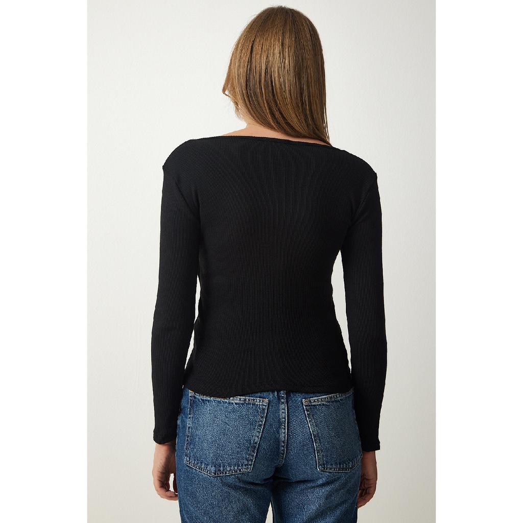 Women's Black And White Square Collar 2-pack Knitted Blouse Gt00056