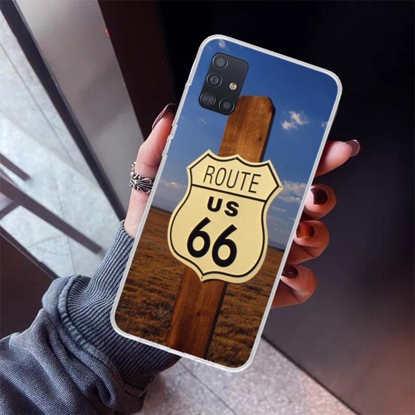 America Route 66 Phone Case For Samsung Galaxy A52 A51 A50S A32 A22 A12 A02S A72 A71 A31 A70 A30S Note 20 Ultra 10 Plus S10 Gala