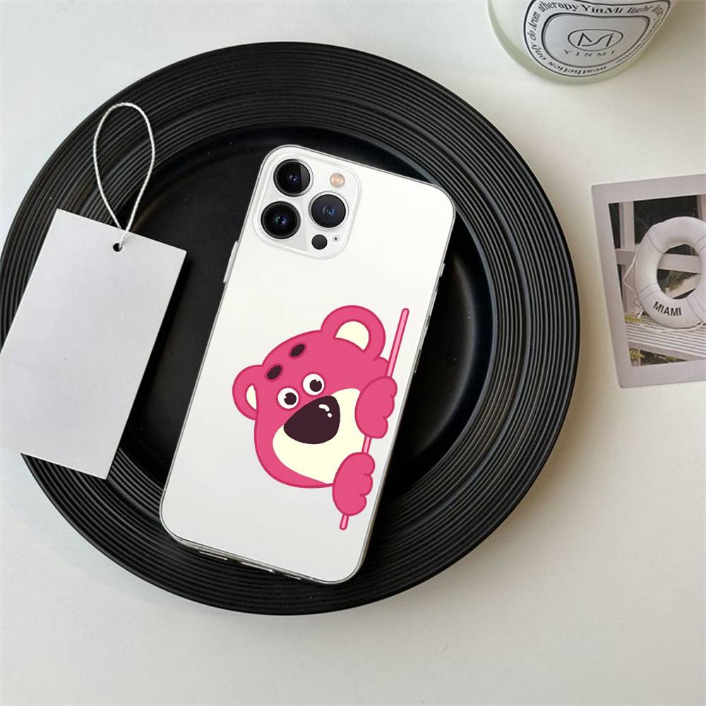Милый чехол для телефона L-Lotso для iPhone 17/16/15/11/13/14 Pro Max Plus/X/Xr/Xs Max/12mini Air Прозрачный Clear