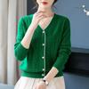 Весенне-осенний новый вязаный кардиган для мамы, свитер, женская футболка с v-образным вырезом, женский уменьшающий возраст топ S-3XL
