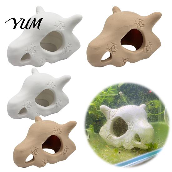 Aquatic Pet Habitat Skull Fish Tank Decoration Cave, Realistic Durable PLA Hideout Shrimp Breeding House Shelter, 3D Printed Ornament for Aquarium