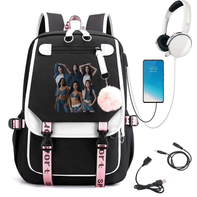 KATSEYE Girl Group Print Backpack Large Capacity Student Bookbag Campus School Casual Travel Rucksack 60123-2