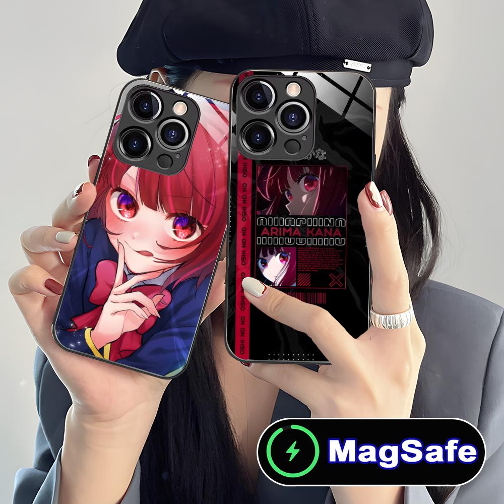 Чехол для телефона Oshinoko Арима Кана для iPhone 17 16 15 14 13 12 11 Air Pro Max Plus Mini MagSafe Стеклянный Цветной Чехол Красивый Чехол