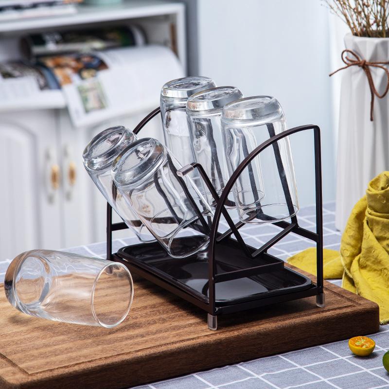 Железный стеклянный сливной держатель для посуды Креативная простота сливной держатель для шести чашек для кухни и гостиной