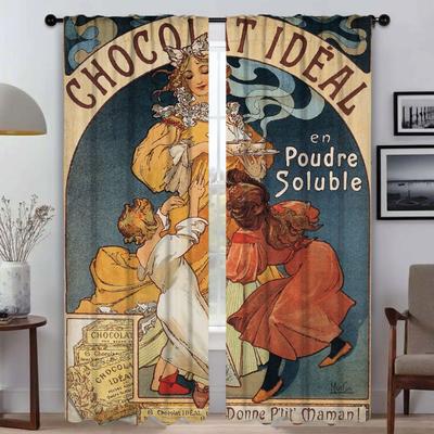 Альфонс Муха Шторы для гостиной Штора для комнаты 2 панели Жалюзи Украшение на Хэллоуин Домашний интерьер Шторы Перегородка