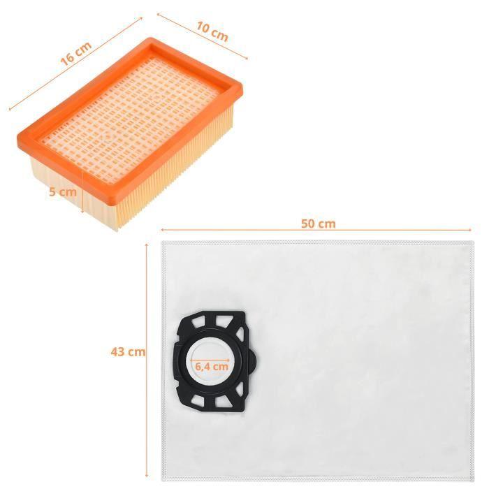 Sac aspirateur et Filtre pour Karcher WD4 WD5 WD6 MV4 MV5 MV6 Sacs 2.863-006.0 [Lot 8] et Filtres 2.863-005.0 [Lot 2] Phonillico®