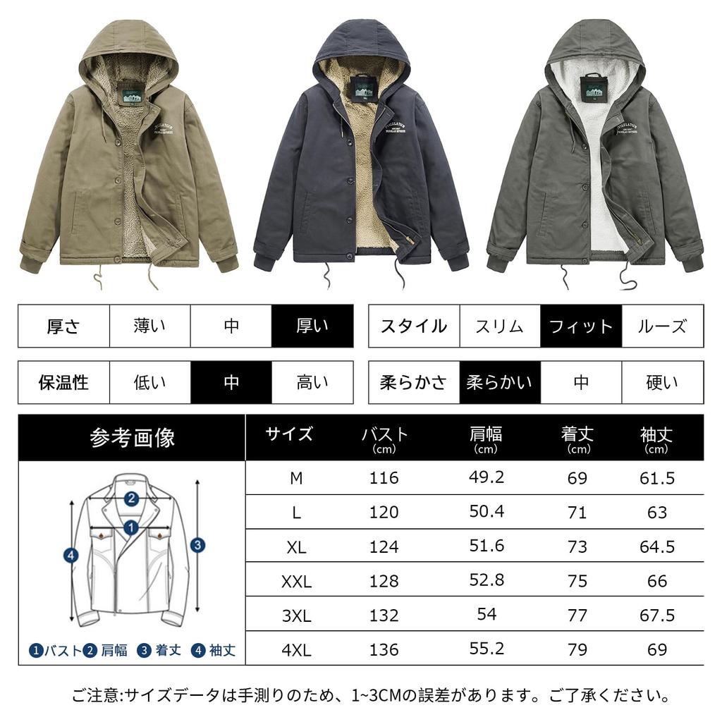 Boa Hooded Fleece Jacket Windproof Cold Protection Mountain Climbing Commuting Work Clothes Casual Winter 1883 [Manatsulife] Men's (3XL, Black)