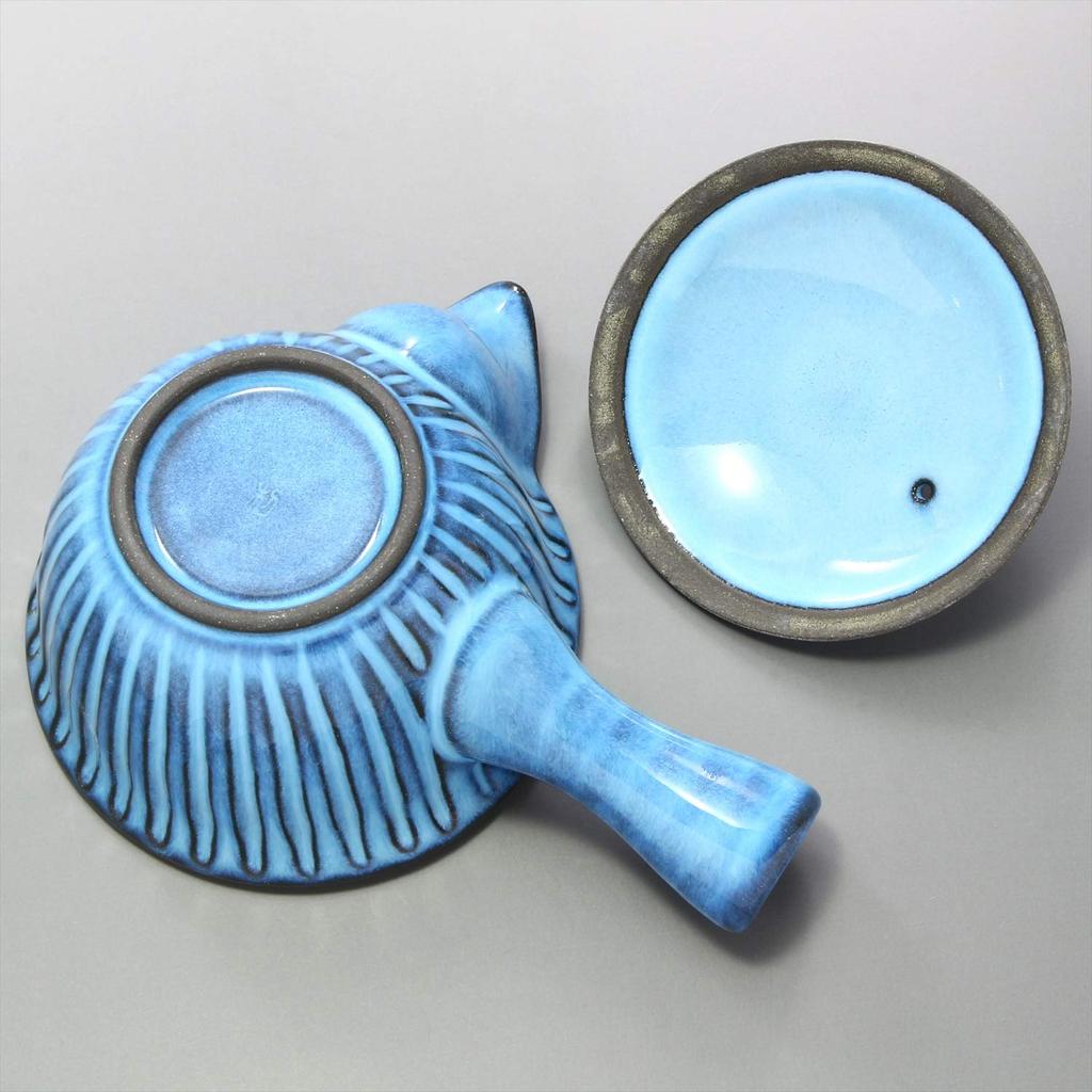 Керамика Хасами Печь Ридзаэмон Синий Резной Чайник с Носиком-Воробьиным Клювом Чай 391088 (с сетчатым фильтром)