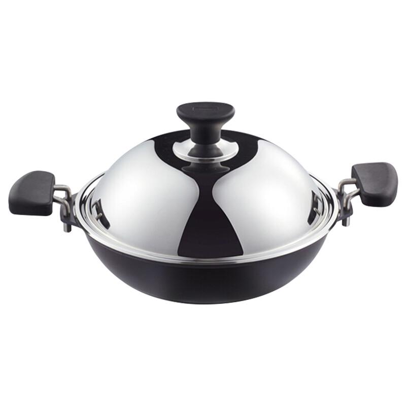 Oumeida 33cm Cast Iron Uncoated Non-stick Wok