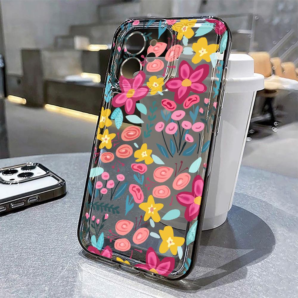 Абстрактные Растения Цветок Чехол для Телефона Для iPhone 16 Pro Чехол iPhone 13 15 11 12 14 Pro Max 16e 8 7 Plus XR XS X SE Прозрачный Мягкий Чехол