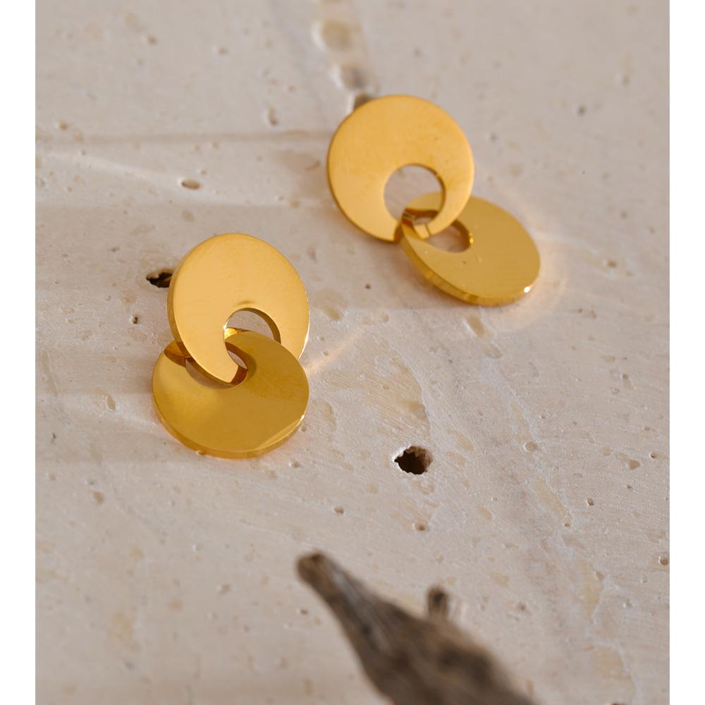 Eetit Глянцевые круглые серьги-подвески из нержавеющей стали с 18-каратным золотым покрытием, минималистичные, на каждый день, универсальные, оптом