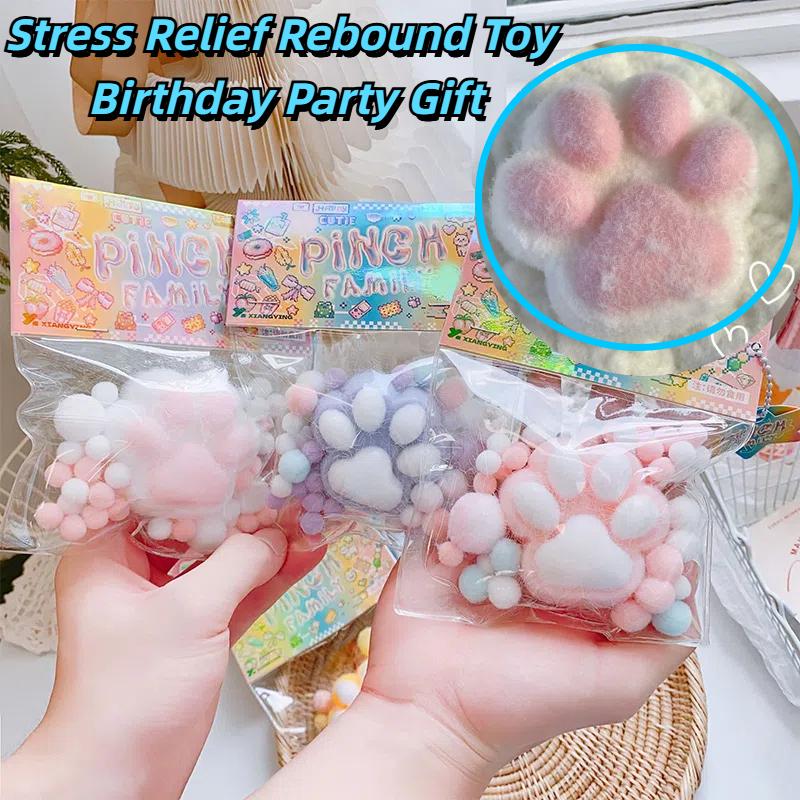 New Flocking Cat's Paw Stress Relief Toy Mochi Slow Rebound Fidget Toy Birthday Party Gift