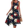 Женское повседневное модное платье миди с круглым вырезом без рукавов и принтом, неровным подолом, платье миди с подолом