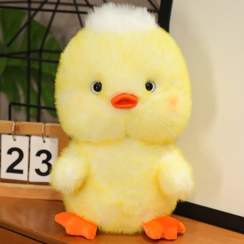 Kawaii Yellow Duck Plush Long Hair Dolls Toy Cute Soft Cartoon Stuffed Animal Toys Birthday Gifts for Children Kids Baby Girl
