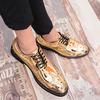 Fashion Casual Leather Shoes Men Outdoor Superstar Brogue Formal Leather Shoes Oxford Shoe Lace-up Hombres Gold Silver Club Party Shoes