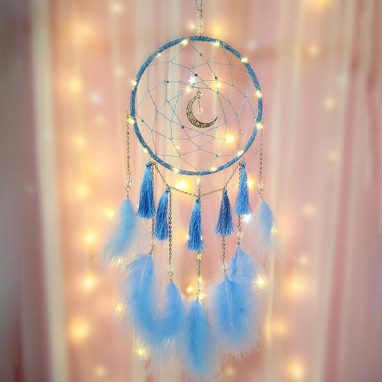 Dream Catcher Eye-catching Creative Shape Iron Ring LED Moon Dream Catcher Wall Art Ornament for Home