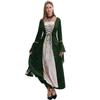 Hot Sale Women's Medieval Costumes Golden Velvet Straps Horn Sleeves Long Dresses Party Stage Performance Costumes