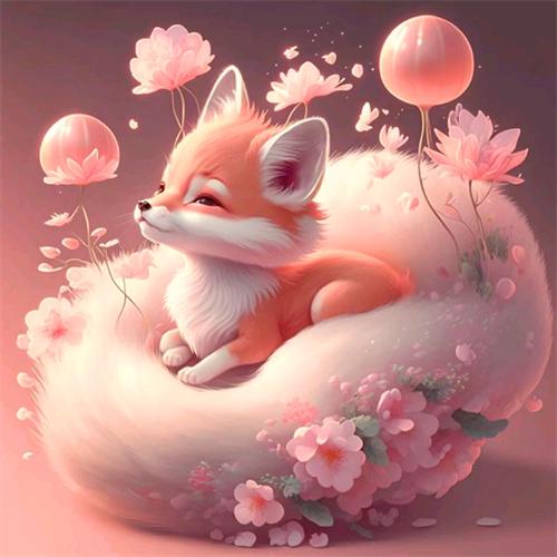 Алмазная картина Полная вышивка Лиса Мультфильм Домашний декор Вышивка Мозаика Животное Цветок Вышивка крестом Кристалл Настенное искусство