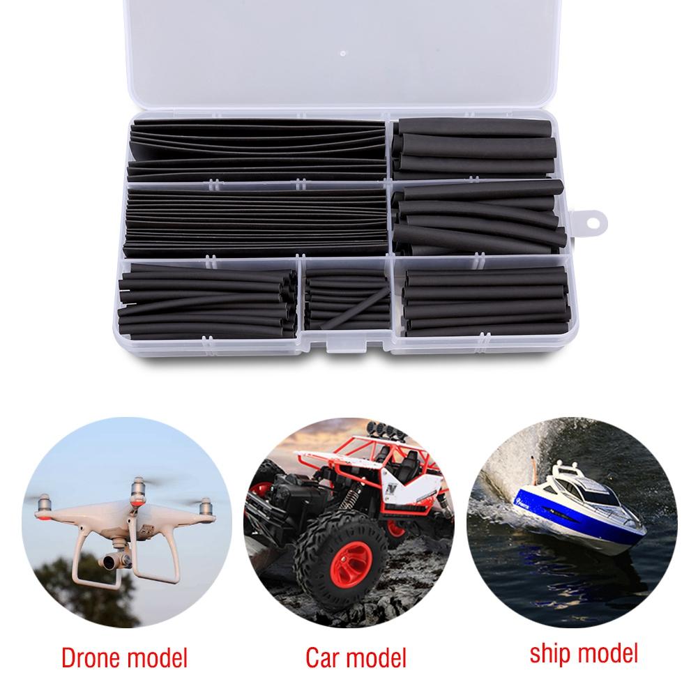 150pcs/set RC Wire Cable Sleeving Wrap 2:1 Heat Shrinking Tubing Tube Black