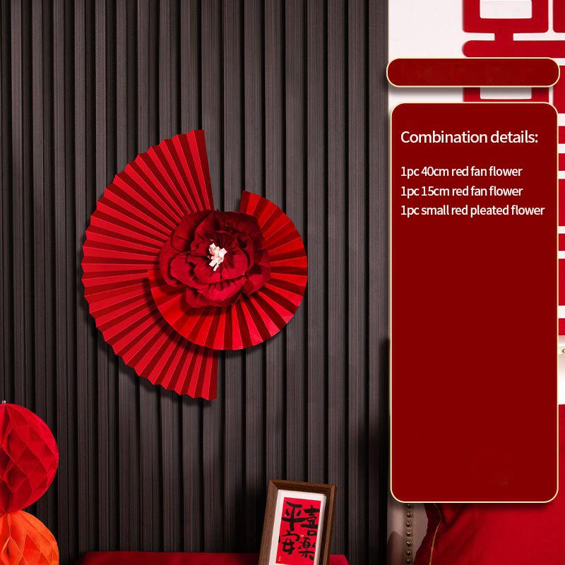 6 шт. Красные подвесные бумажные веера Набор бумажных вееров на китайский Новый год, свадьбу, с цветами, бумажное рукоделие, декор для фона, DIY, товары для вечеринок