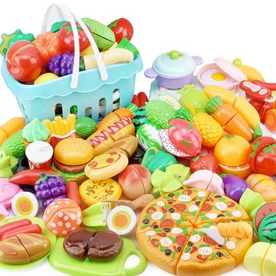 Кухонный игровой набор игрушечных домиков, корзина для моделирования фруктов, овощей, игра для резки еды, развивающая детская игрушка Монтессори, обучающая игрушка для девочек