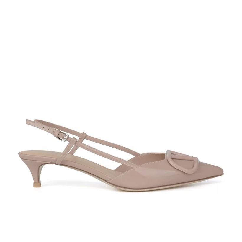 Версия из овчины~ Французский V-образный вырез, тонкий каблук, сандалии с закрытой пяткой, женские летние новые кожаные телесного цвета с открытой пяткой, остроносые туфли на высоком каблуке