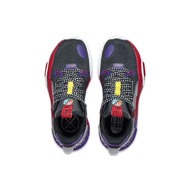 Li Ning All City 11 Lightweight Letter Shock Absorbing Wear Resistant Low Top Kids Basketball Shoes Kids Basketball Shoes Black Purple YKBT018-53