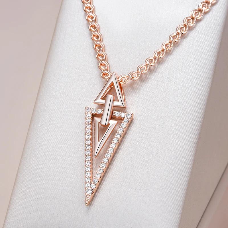 Ожерелье с подвеской из цельного циркония в форме треугольника и геометрическим узором из золота для женщин, роскошная бижутерия, модные аксессуары для ожерелья