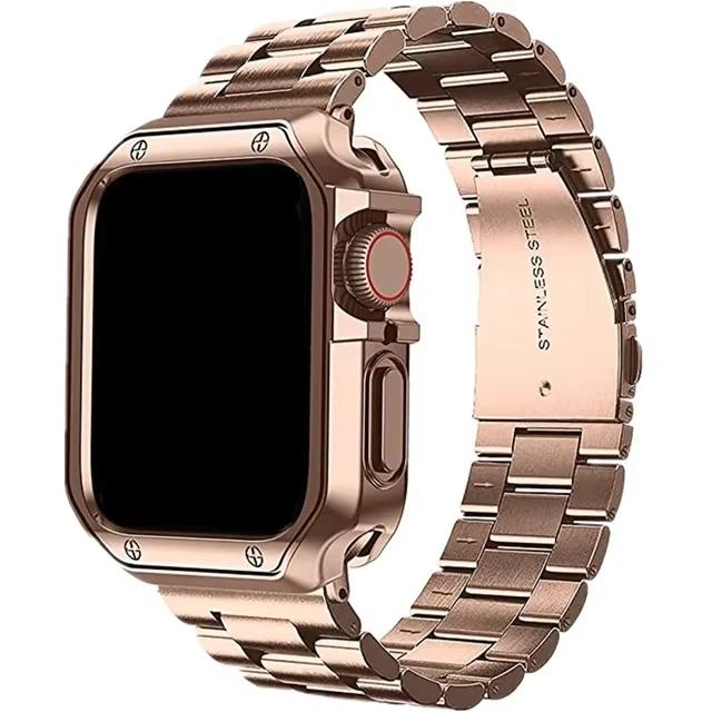 Ремешок из нержавеющей стали для Apple Watch Ultra 49 мм 10 46 мм 42 мм Чехол+ремешок из ТПУ для Iwatch 9 8 7 6 5 4 45 мм 44 мм 41 мм 40 мм Браслет