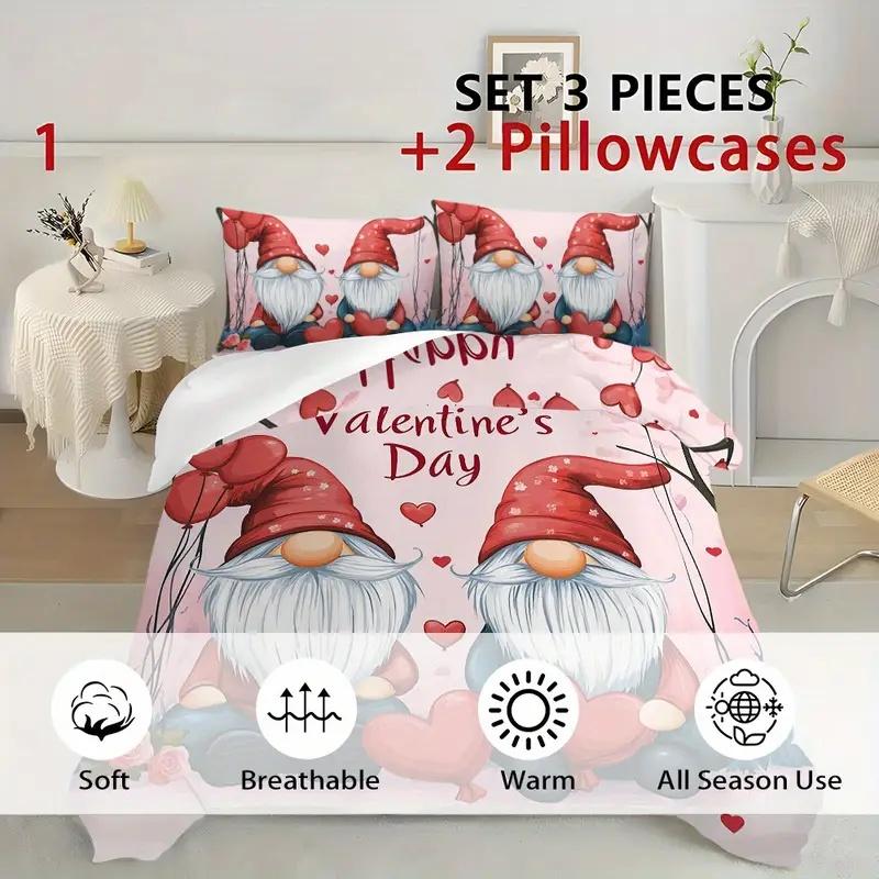 Комплект пододеяльника 'Любовное сердце' из микрофибры с принтом медведя, мягкие романтичные комплекты постельного белья на День святого Валентина для девочек, День святого Валентина