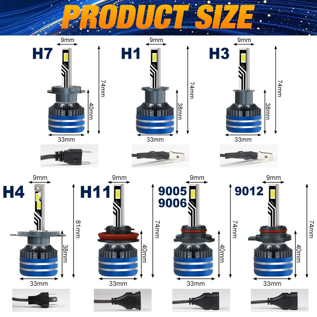 2 шт. H7 H4 Светодиодные лампы для фар 6500K H1 H3 H8 H11 Светодиодные 9005 HB3 9006 HB4 Автолампа 130 Вт 60000 лм 9012 Hir2 Высокая мощность Canbus 30SMD CSP Чипы Фара