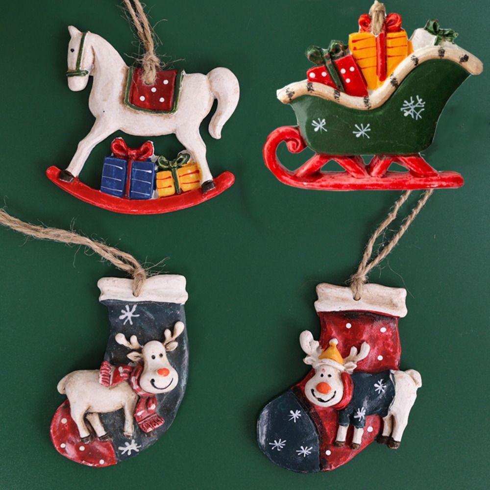 Рождественская елка с узором оленей, подвески, рождественские украшения из смолы, рождественские украшения