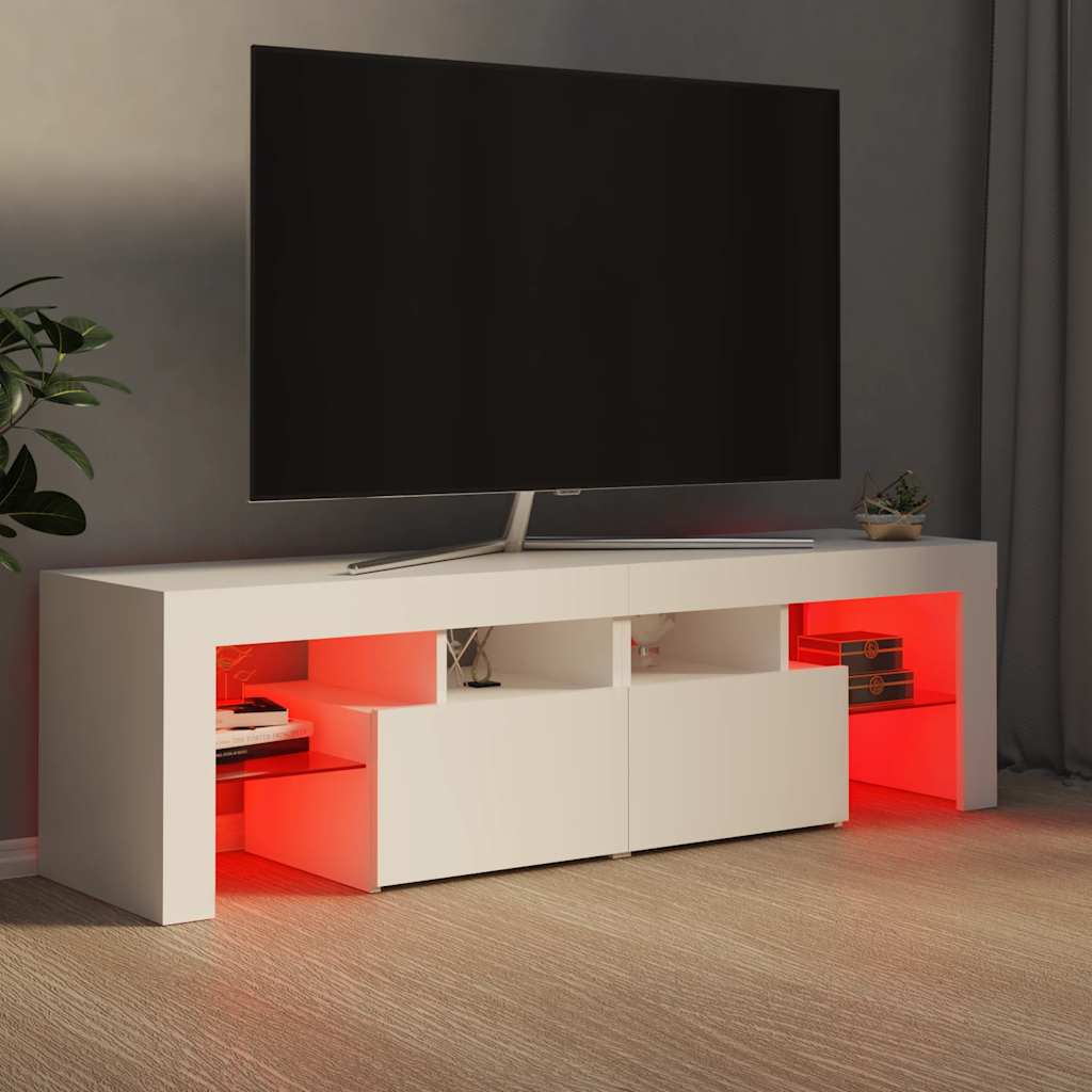 TV Cabinet with LED Lighting White 140 x 36.5 x 40 cm