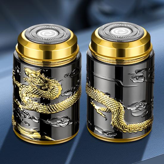 Мужская электробритва с резным китайским драконом IPX6 Водонепроницаемая Type-C перезаряжаемая мини-дорожная роторная бритва портативная