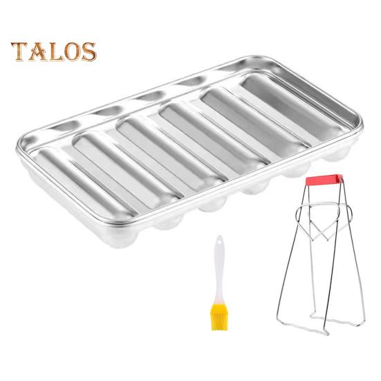 Форма для сосисок из нержавеющей стали, 6-гнездная форма для хот-догов для домашней кухни, антипригарный инструмент для выпечки, детская еда, сосискоделательная машина с крышкой