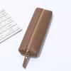 Lychee Grain PU Leather Zippered Pencil Pouch, Multifunctional Stationery & Makeup Storage Bag for Boys & Girls