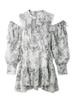 Мини-платье из шифона с принтом и оборками SWFO241079 GRY [Sneider] Женское