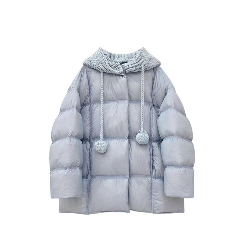 Зимняя рождественская красная куртка-пуховик 2024 года средней и длинной толщины 90% со съемной шапкой из белой утиной шерсти