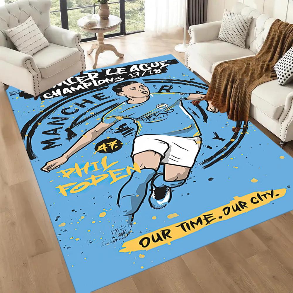 Manchester City Floor Mat Suitable For Living Rooms Playrooms Kitchen Foyer Antislip Carpet Anime Office Decor Wedding Party Gift