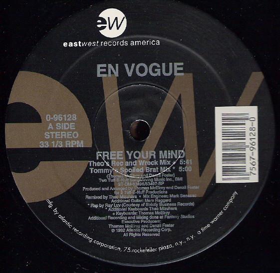 12-дюймовая пластинка EN VOGUE Free Your Mind 096128 EastWest Record 1992 US Rap HipHopRB Б/у