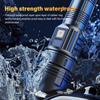 60W High-power LED Flashlight with Built-in Battery, High-power Fire Light, Camping and Fishing Long-distance Flashlight
