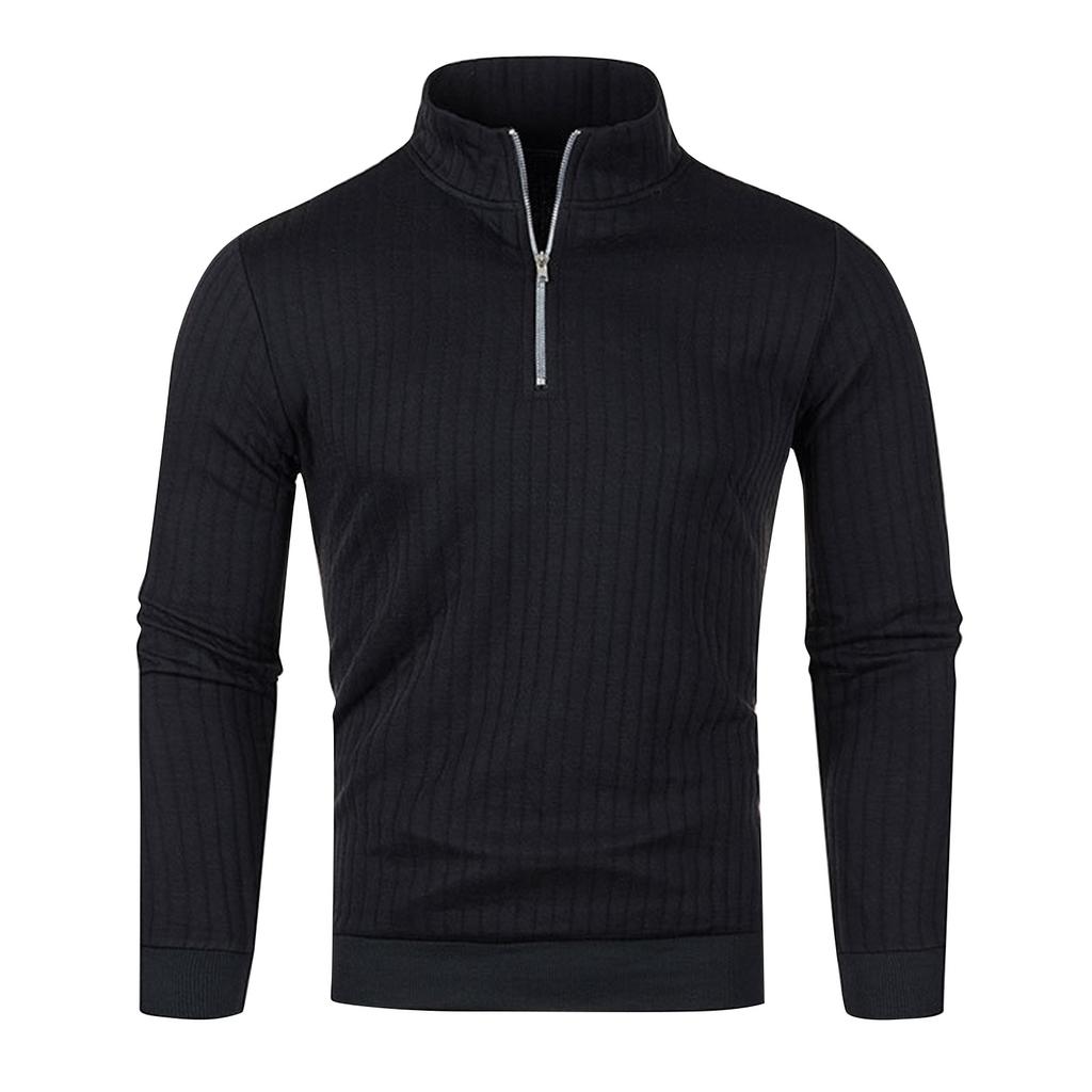 Мужской осенний полосатый свитер с полуводолазкой на молнии, мужской свободный свитер, повседневный свитер с длинным рукавом