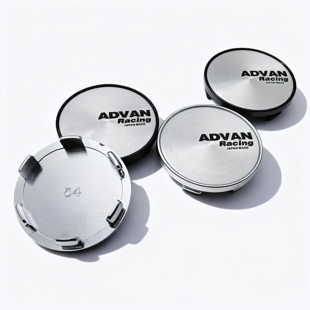 DEM5 4pcs JDM Advan Racing Logo Emblem Car Wheel Center Caps OD 54MM Clips 49MM Wheels Hub Dust Cap Rim Hubcaps Cover Car Accessories