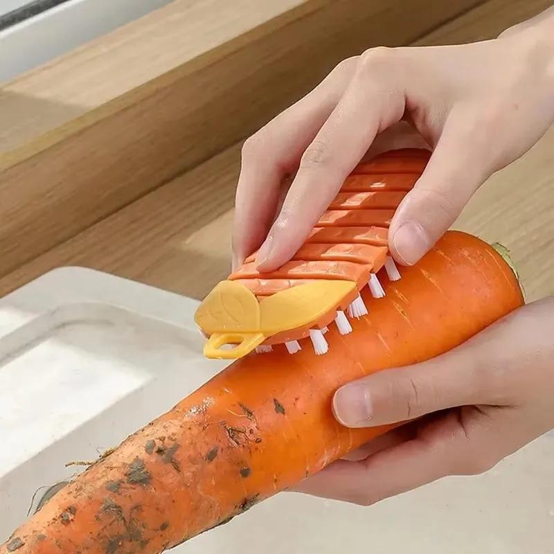 Морковная щетка Инструмент для чистки кухни Силиконовая щетка для мытья посуды Щетка для щелей Щетка для чистки фруктов и овощей Гибкая щетка