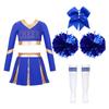 Girls' Cheerleading Costume Long Sleeve Crop Tops with Skirt Pompoms Socks Halloween Costume Carnival Party Outfits
