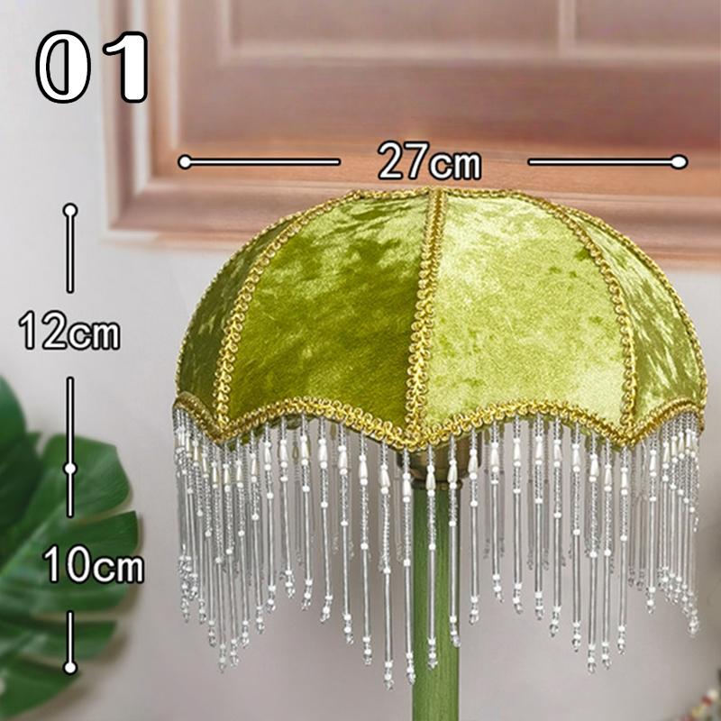 Retro Flannel Fabric Art Lampshade Luxury Pastoral E27 Bedroom Bedside Table Lamp Shade Hotel Home Decor Tassel Light Cover