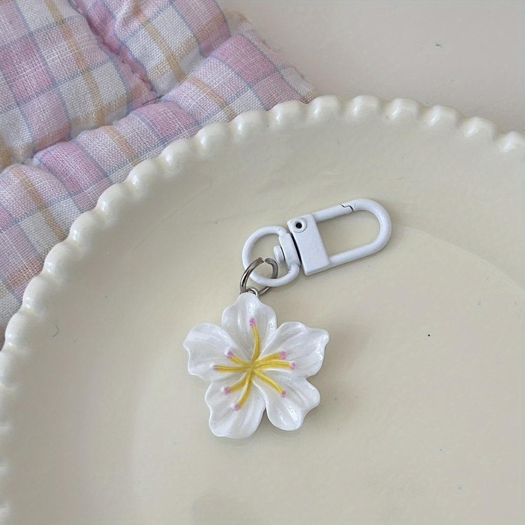Romantic Cherry Blossom Keychains Sweet Minimalist Floral Charms, Lobster Clasp Gift for Couples and Friends, Decorative Bag Accessories